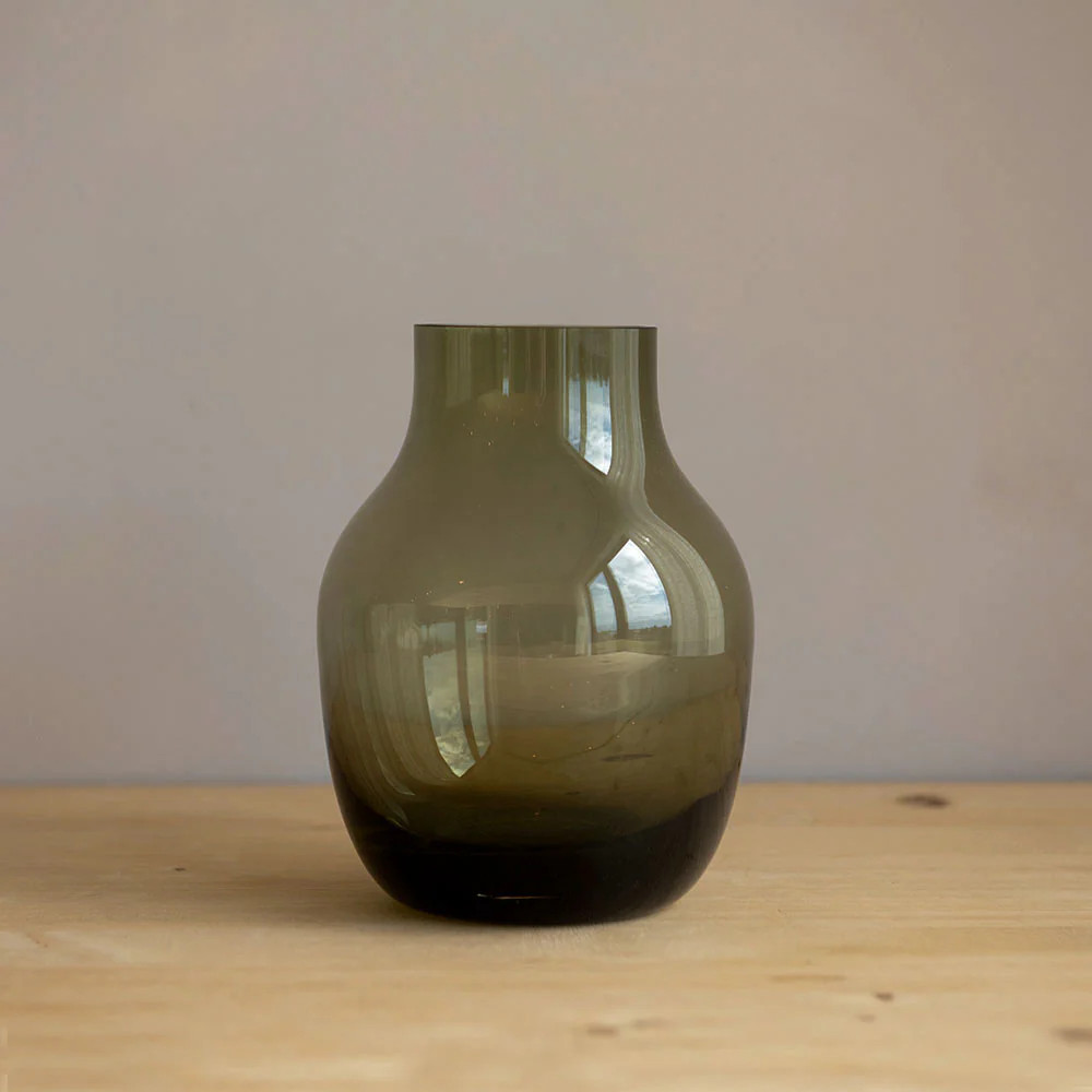 Mouth-blown Glass Vase - Olive | Roan Iris