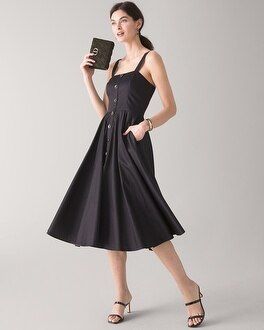 Button Front Fit & Flare Midi Dress | White House Black Market