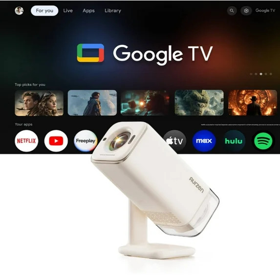 Aurzen BOOM air Google TV Projector with WiFi and Bluetooth, Portable Smart Projector for Home & ... | Walmart (US)