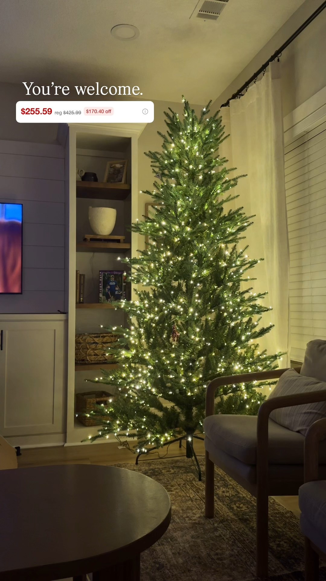 A STEAL on this pre-lit LED #christmas #christmastree #ledtree 