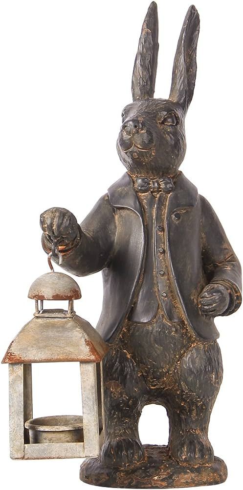 NIKKY HOME Easter Bunny Decorations - Vintage Metal Tealight Candle Lantern Holder Rabbit Resin S... | Amazon (US)
