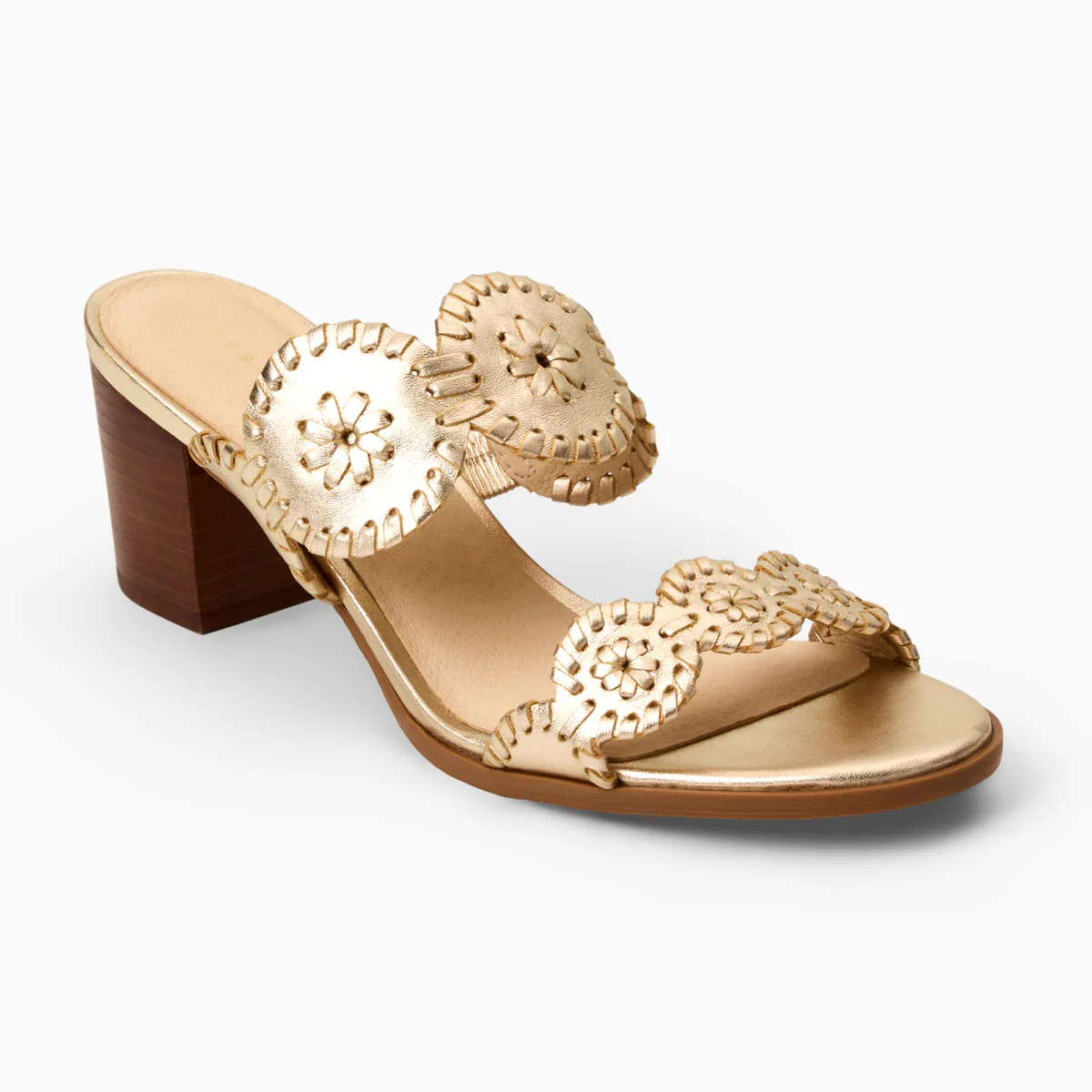 Jack Rogers Lauren Mid Heel — Platinum Leather | Jack Rogers