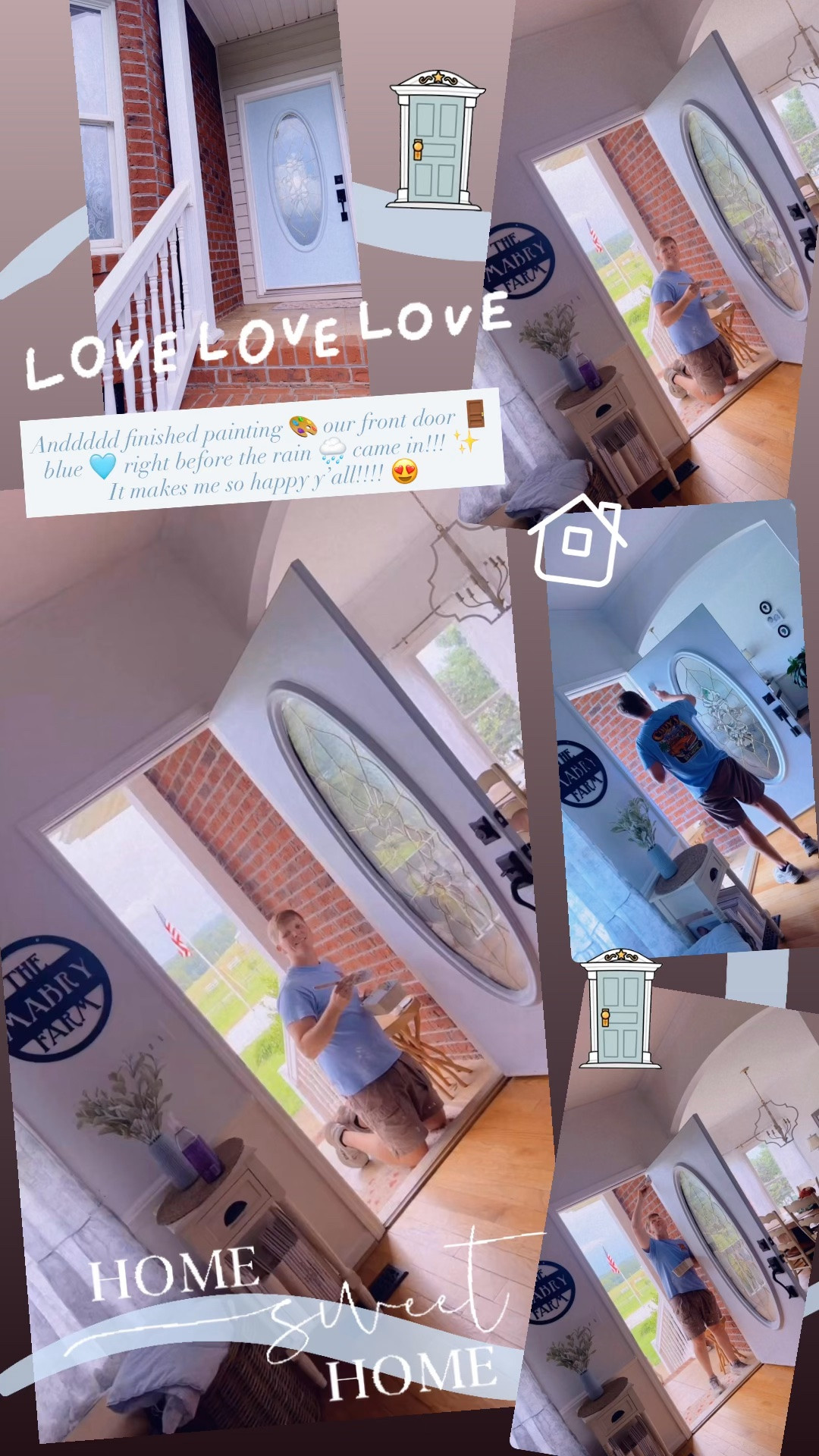 Anddddd finished painting 🎨 our front door 🚪 blue 🩵 right before the rain 🌧️ came in!!! ✨ It makes me so happy y’all!!!! 😍