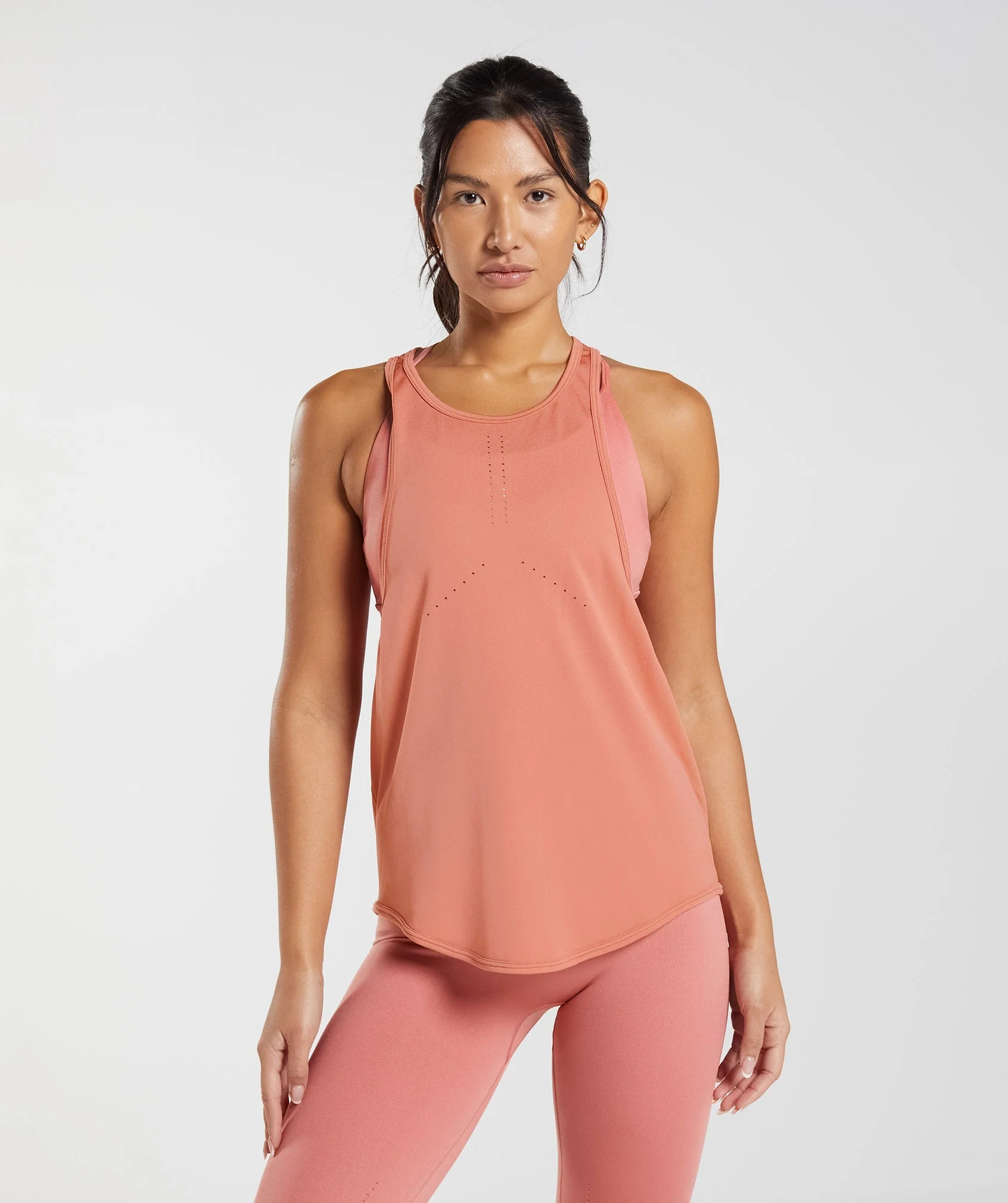 Gymshark Sweat Seamless Longline Tank - Terracotta Pink | Gymshark (Global)