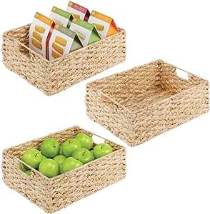 mDesign Hyacinth Braided Woven Kitchen Basket Bin with Built-in Handles for Organizing Kitchen Pa... | Amazon (US)