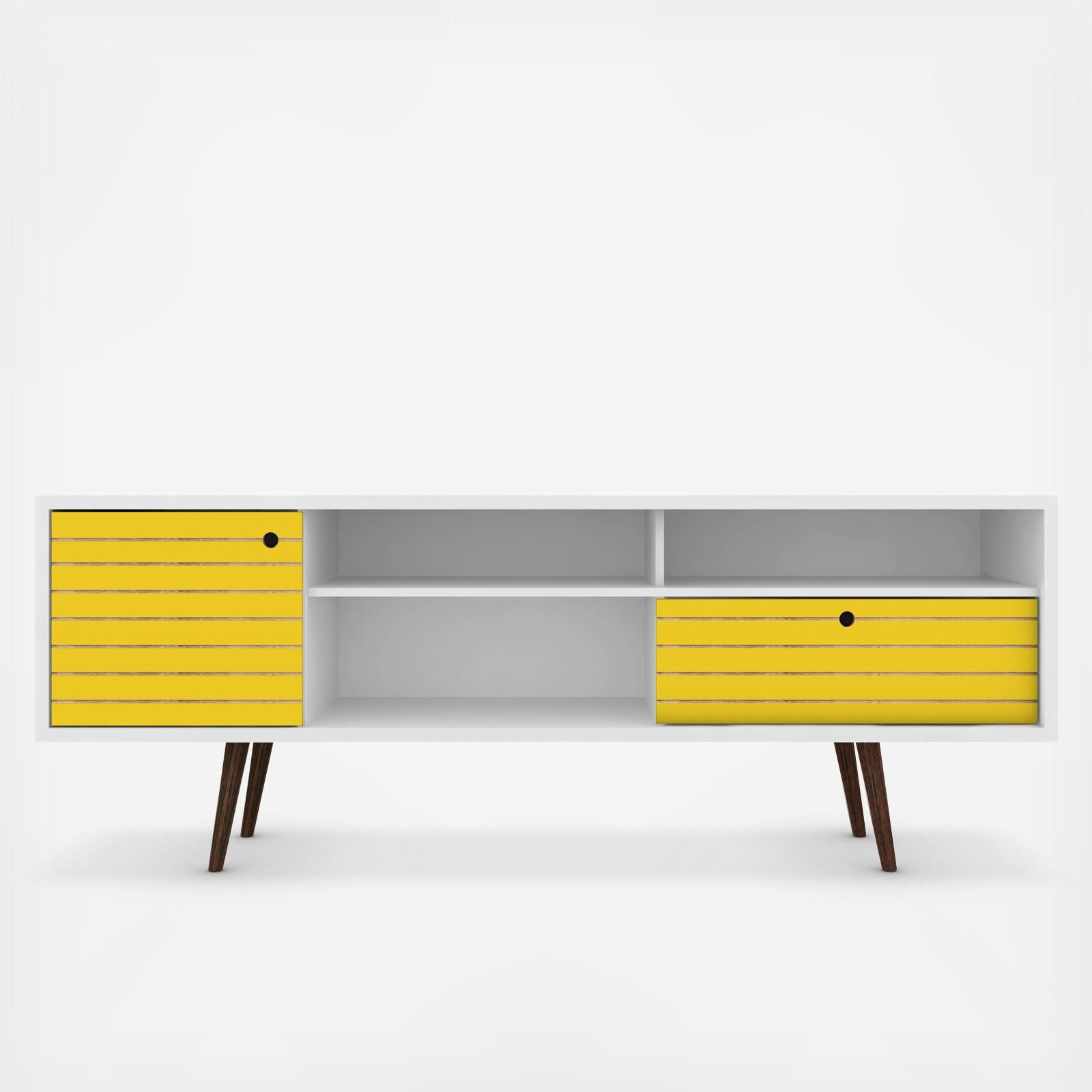 Manhattan Comfort Large Liberty TV Stand - White/yellow | Zola