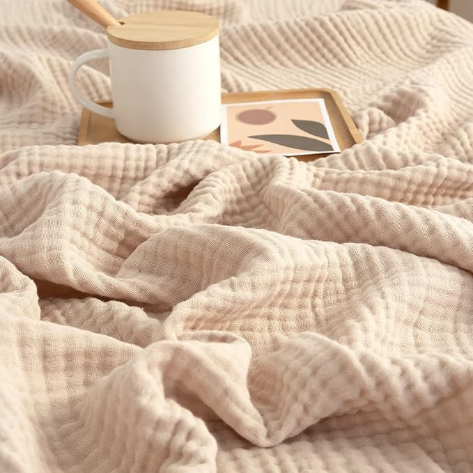 EMME Muslin Throw Blanket 100% Cotton Throw Blankets for Couch 4-Layer Breathable Gauze Blanket w... | Amazon (US)