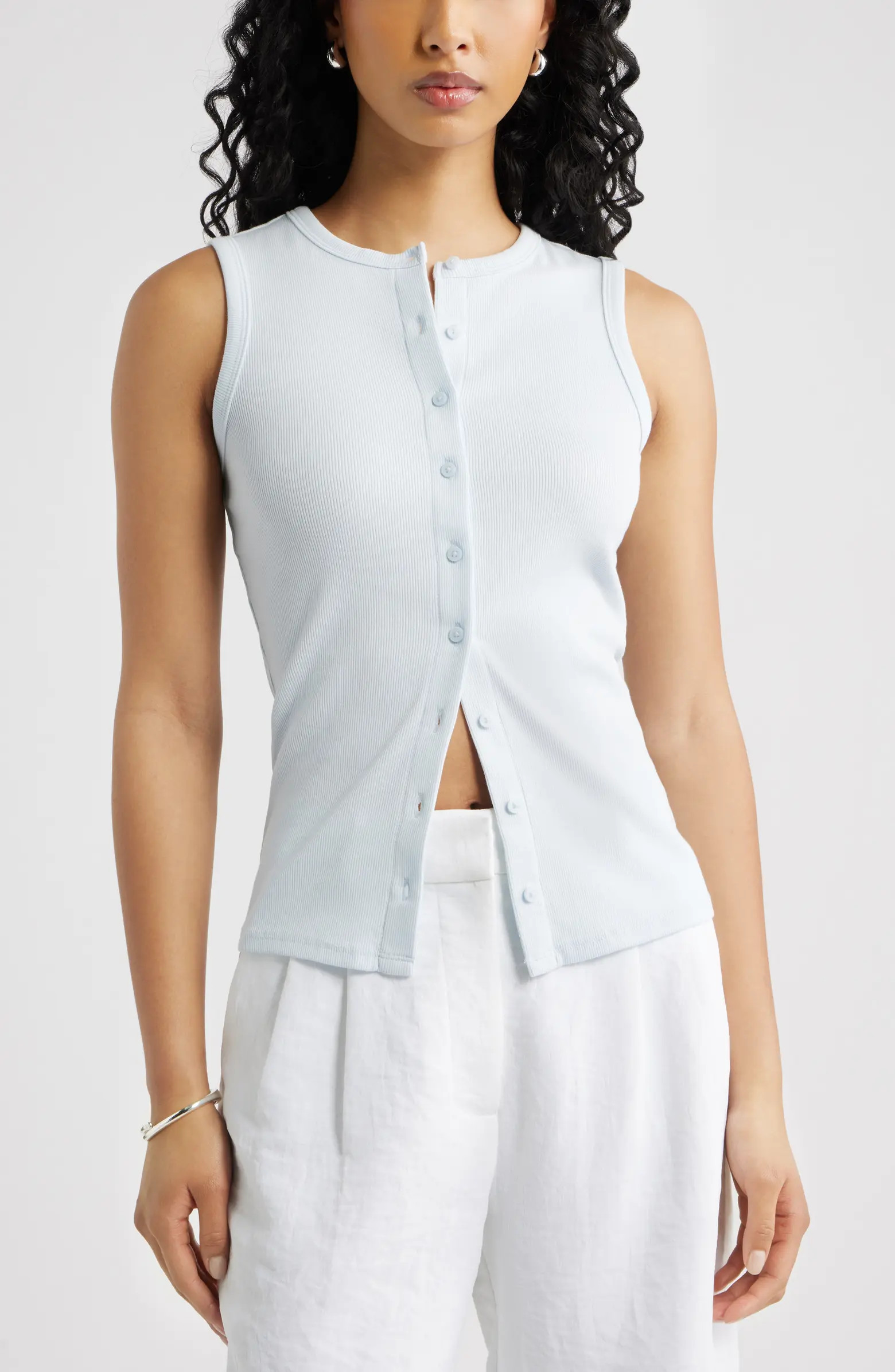 Rib Button-Up Tank | Nordstrom