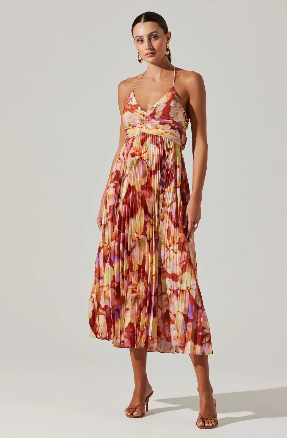 Blythe Floral Plisse Midi Dress | ASTR The Label (US)