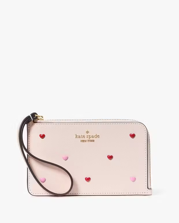 Lucy Heart Studs Small L-zip Wristlet | Kate Spade Outlet