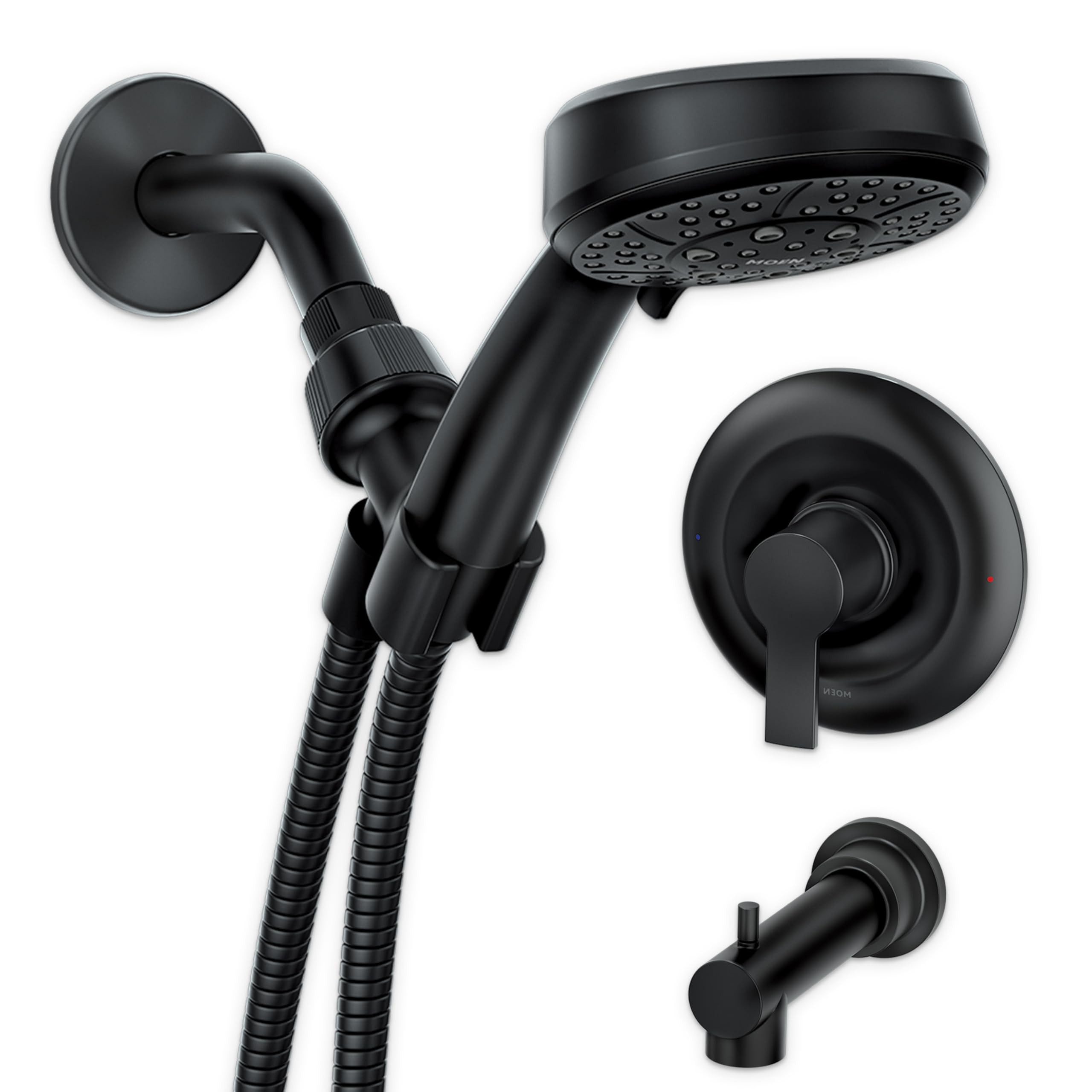 Moen Meena Matte Black Single Handle Modern Shower Faucet Set with Handshower and Tub Spout for B... | Amazon (US)