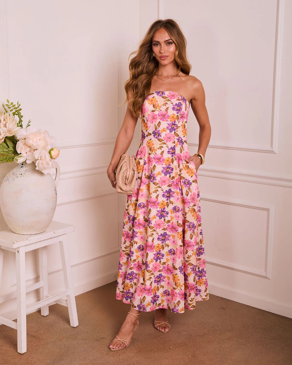 Floral Daydream Floral Strapless Maxi Dress | VICI