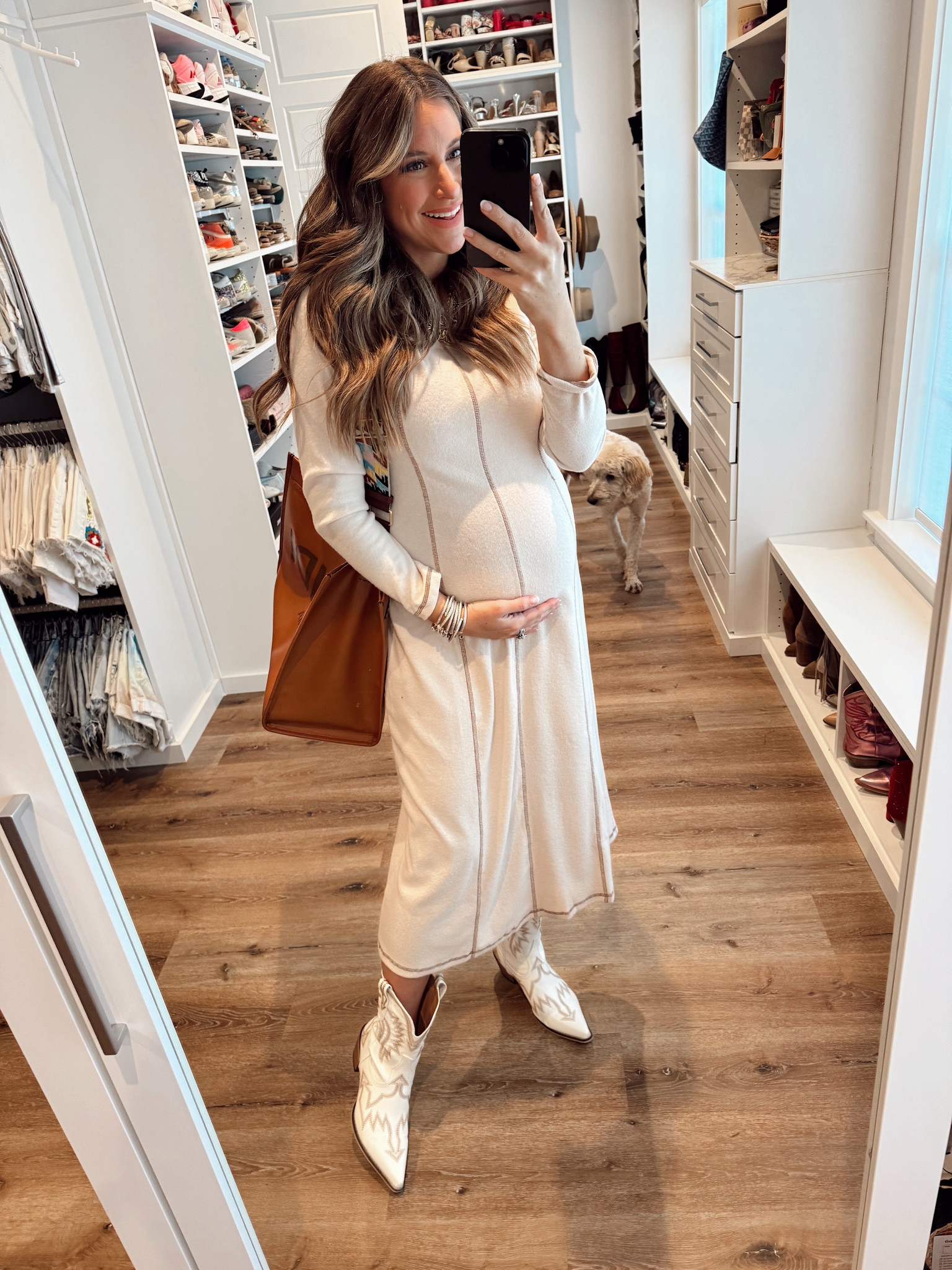 Dress in a size medium for my bump! Fit is tts! 10 colors available for $18 prime! 