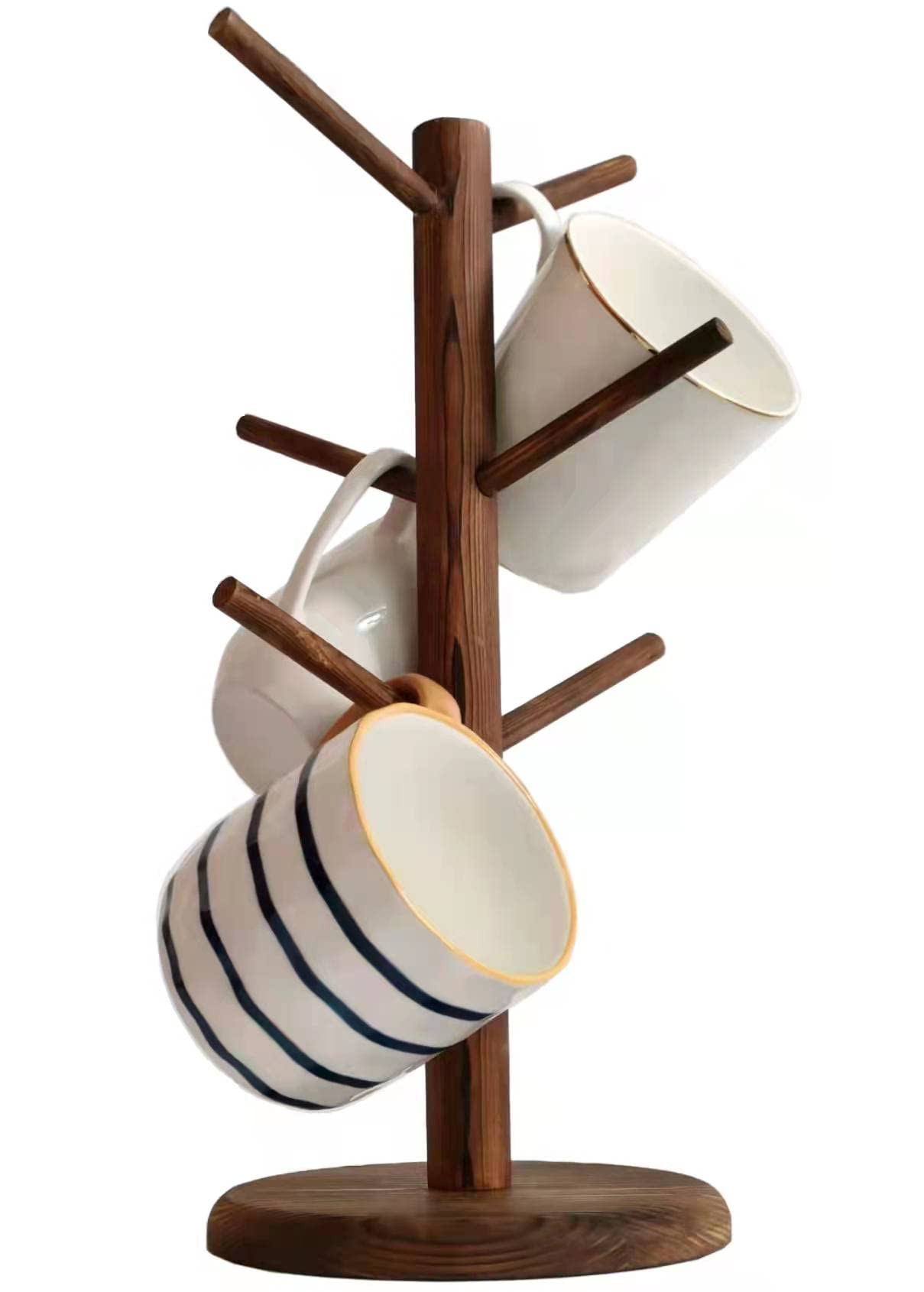 Dorhors Mug Holder Tree,Coffee Cup Holder with 6 Hooks, Wood Mug Rack for Counter,Coffee Bar Acce... | Amazon (US)