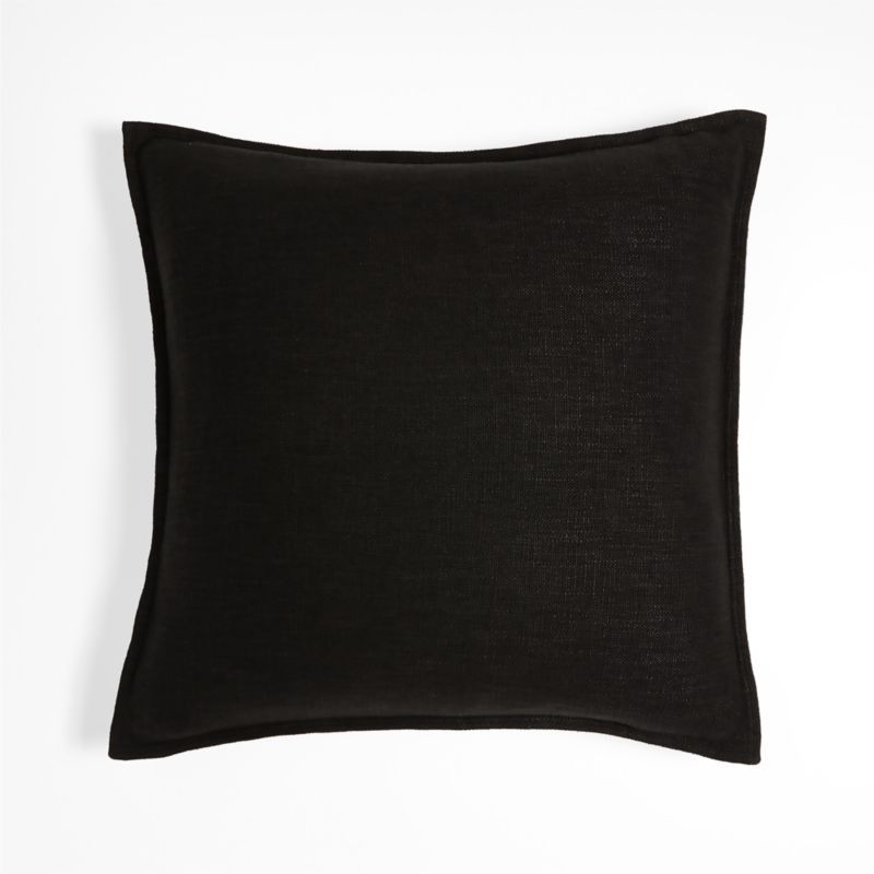 Ink Black 20'' Organic Laundered Linen Down-Alternative Pillow + Reviews | Crate & Barrel | Crate & Barrel