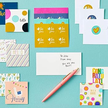 72 Pack Mini Note Cards with Envelopes and Stickers for All Occasions, Gifts, Flower Bouquets, 24... | Amazon (US)