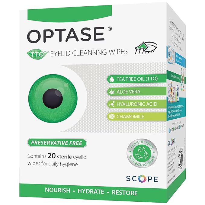 OPTASE TTO Eyelid Cleansing Wipes, 20 Count – Individually Wrapped Tea Tree Oil Eyelid Wipes ... | Amazon (US)