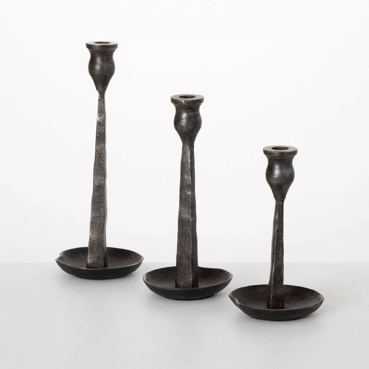Sullivans 12.75", 10.75" & 8.75" Sleek Black Candle Holder Set of 3, Metal | Target