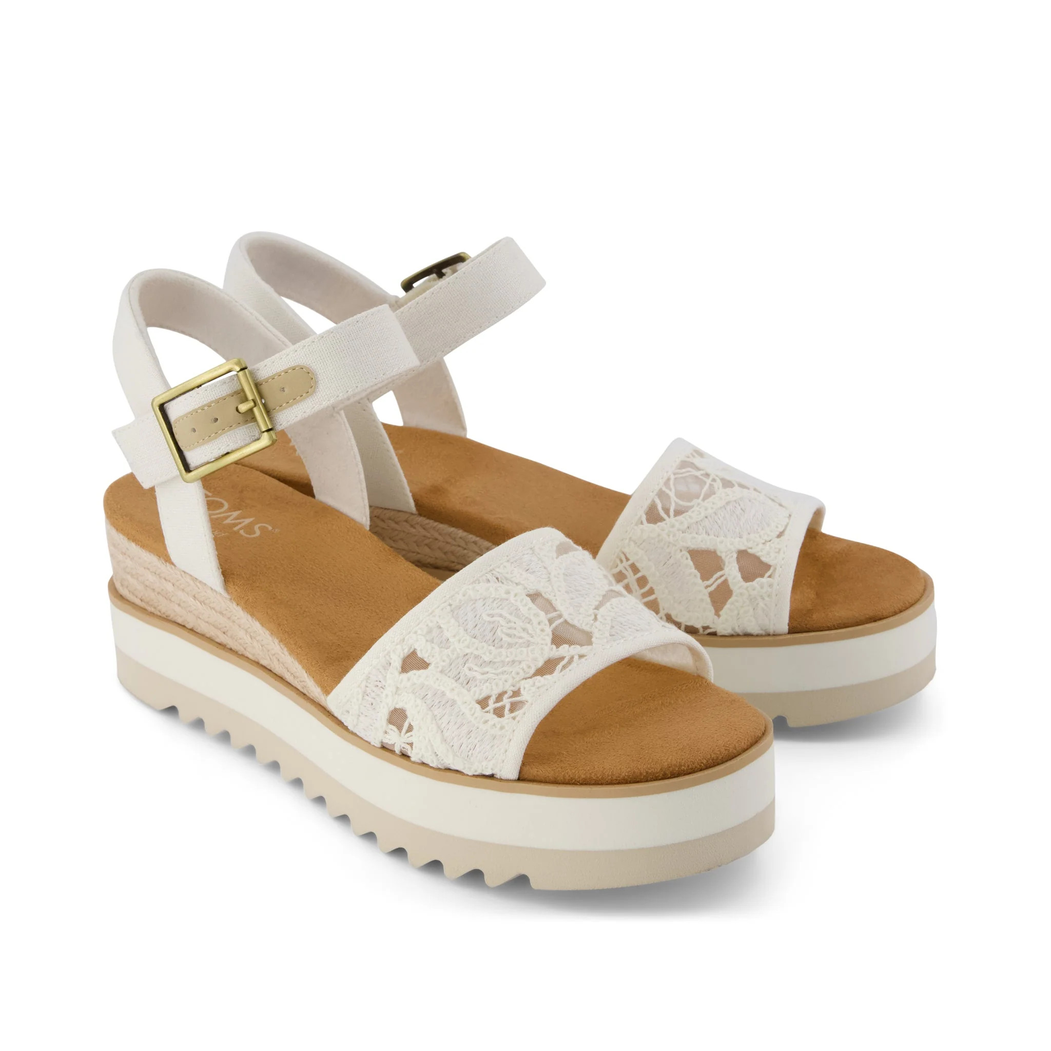 Womens Diana Wedge Sandal Natural Floral Crochet | Toms EMEA