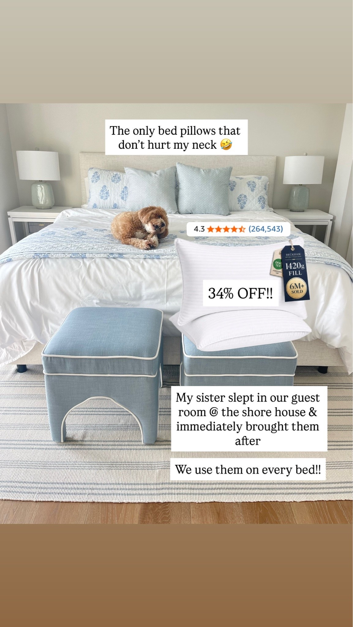 Favorite bed pillows from Amazon on prime day deal!! Also this rug is from Amazon & on sale too 🤍
