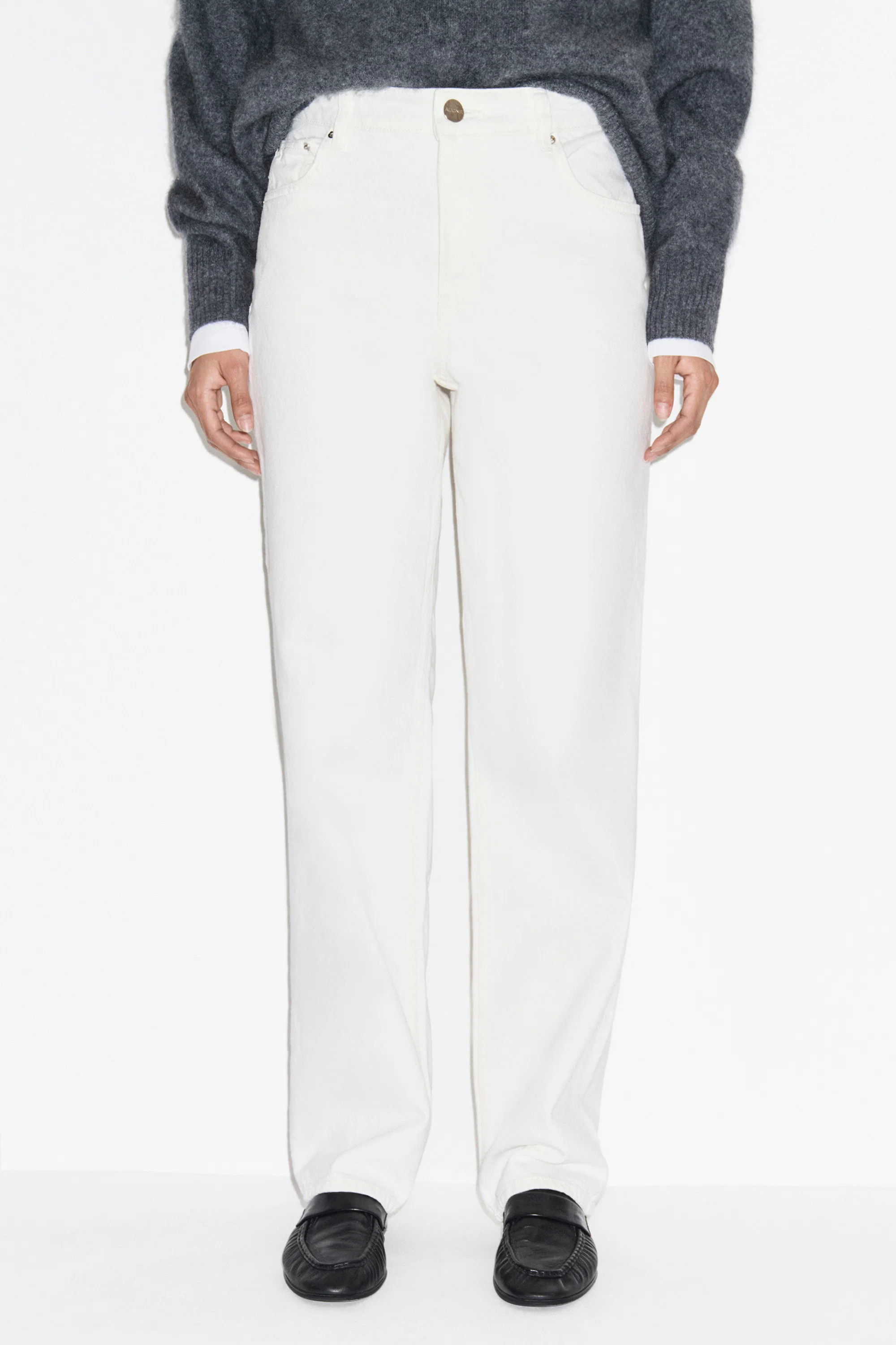 ALIGNE High Rise Straight Leg Jeans - Ecru | ALIGNE UK & EU