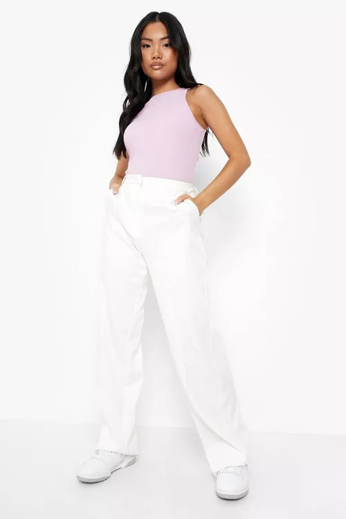 Purple Petite Recycled Racer Bodysuit | Boohoo.com (UK & IE)