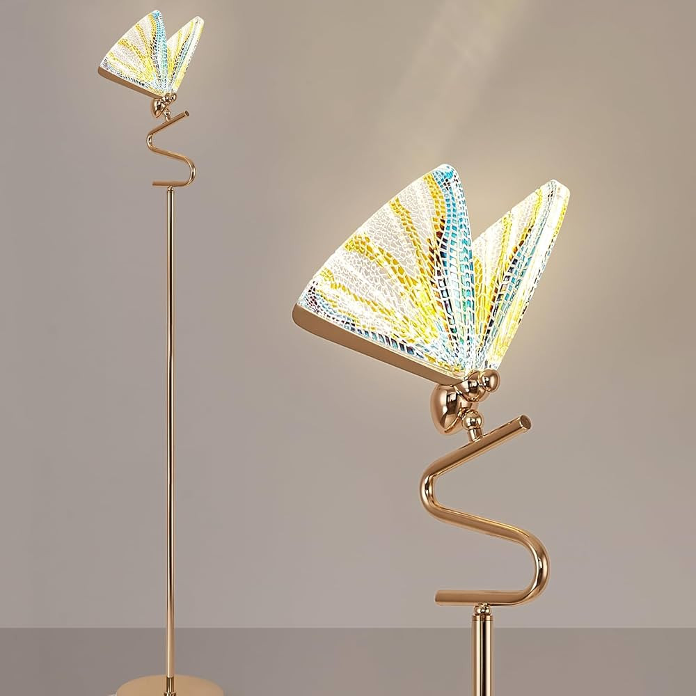 O'NEELDY Gold Butterfly, Decorative Goose Neck Design, 12W LED Standing Tall Lamp for Living Room... | Amazon (US)