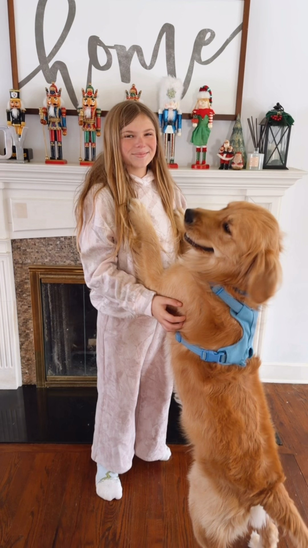 My daughter Victoria is living in these matching sets that I got her for Christmas! These are from Hollister. $49 for the sweatshirts, $29 for the sweatpants.