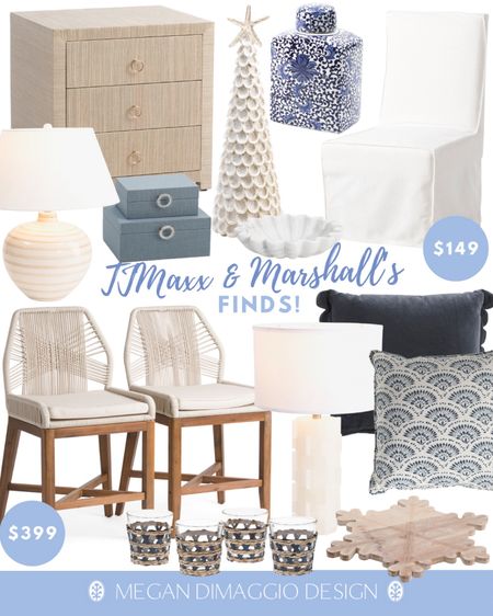TGIF!! I have some new designer look for less finds, Christmas decor restocks & some major deals of the day to share with you!! 🙌🏻

Starting with these TJMaxx & Marshalls coastal & grandmillenial home finds! This Serena & Lily look for less grass cloth three drawer nightstand is back in stock!! 🏃🏼‍♀️ And so is this white slip covered parsons style dining chair! 😍 And I love this blue decorative box set and this velvet scallop pillow. Plus these rope counter stools are a best seller & kid friendly!! Even more linked 🤍

#LTKhome #LTKfindsunder100 #LTKsalealert
