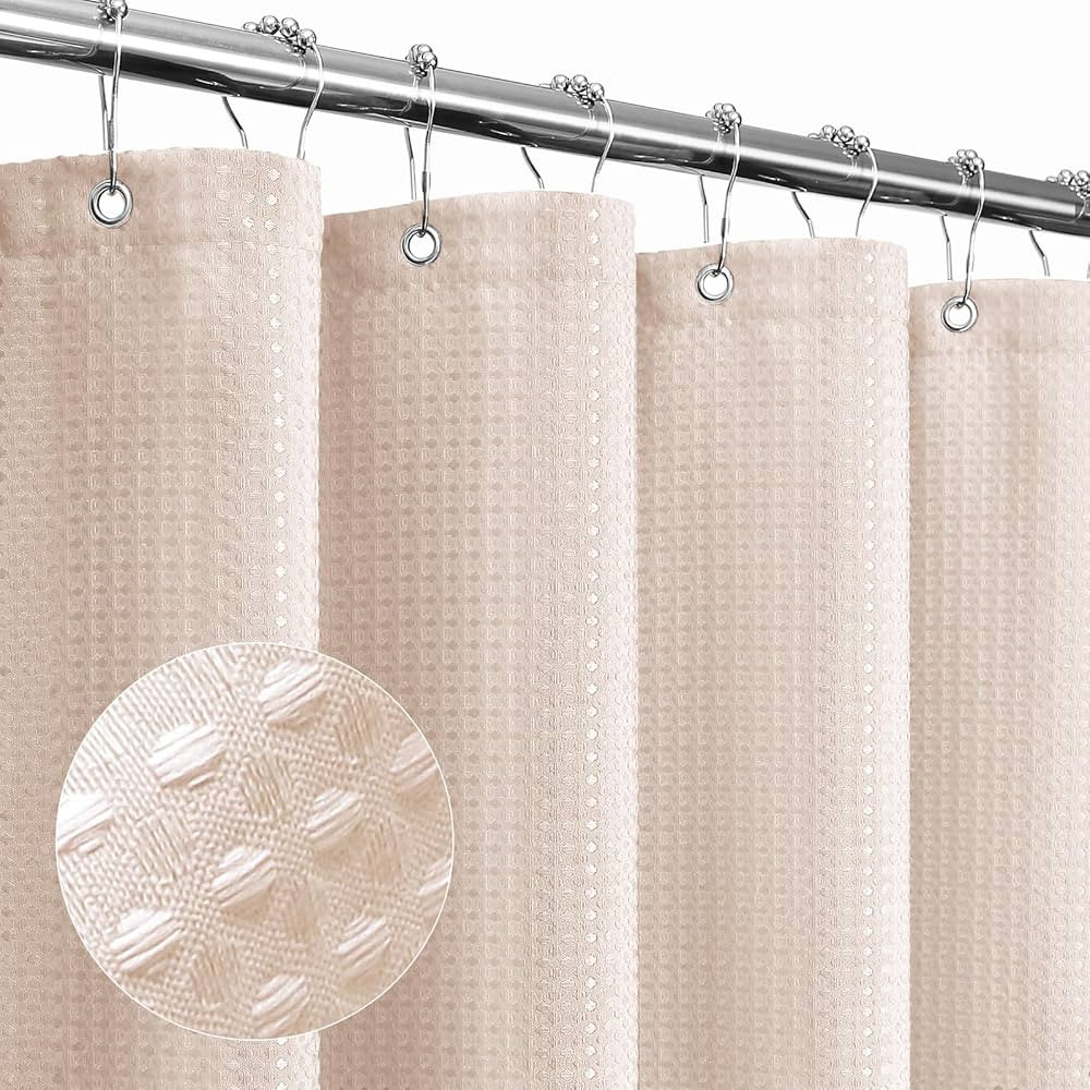 Gibelle Blush Pink Shower Curtain, Waffle Weave Textured Fabric Shower Curtain for Bathroom - Sof... | Amazon (US)