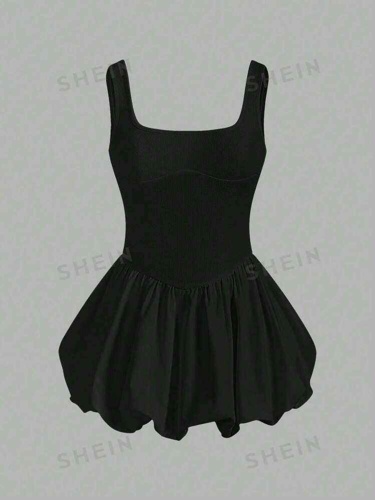 SHEIN ICON Women Summer Sleeveless Tight-Fitting Lantern Dress Hem Dress | SHEIN