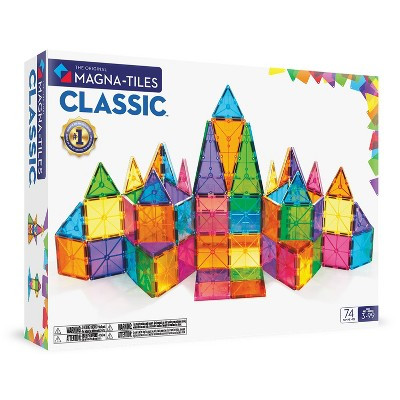 MAGNA-TILES Clear Colors 74pc Set: Educational Magnetic Construction for Math, Shapes, Engineering & Creativity | Target