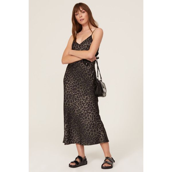 AllSaints Tierny Leopard Slip Dress grey-print | Rent the Runway