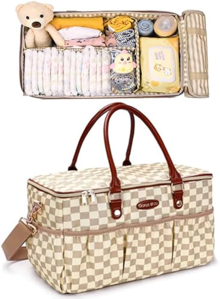 DOKUS & CO. Luxe Diaper Tote, Extra-Large Collapsible Baby Caddy for Home, Travel & Car, Elegant ... | Amazon (US)