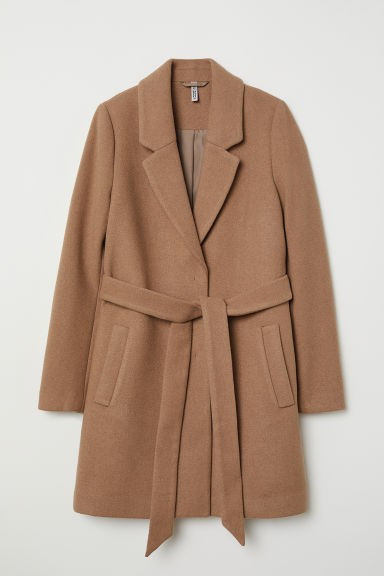 H & M - Coat with Tie Belt - Beige | H&M (US + CA)