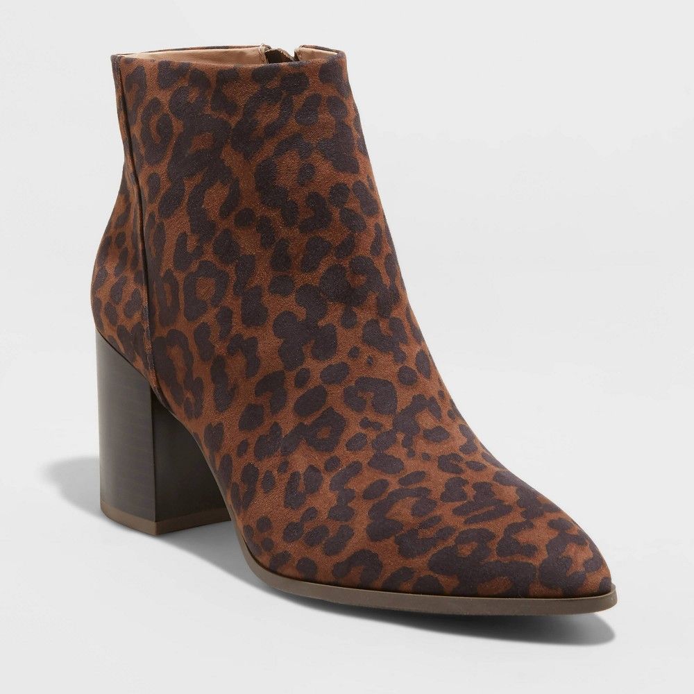 Women's Luella Leopard Print Block Heeled Fashion Boots - A New Day™ Brown | Target