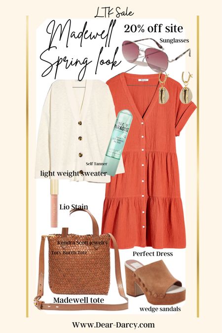 Madewell insider LTK in app  20% off site wide!

Here are some of our favorite pieces for Spring✔️ 

I created some outfits  via canvas of these pieces sharing on blog/Pinterest and here on Ltk for inspo!

Sweater cardigan, great dress you’ll wear on repeat.

The perfect tote, my favorite sandals 

My favorite self Tanner by isle of paradise 

Amazon earrings $10

Sunglasses 

#LTKSale #LTKsalealert #LTKstyletip