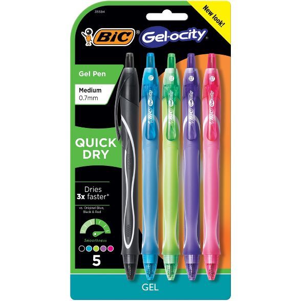 BIC Gel-ocity Quick Dry Gel Pens 0.7mm Medium Point Multicolor 5ct | Target