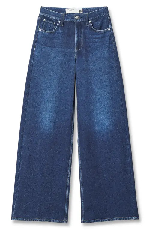 rag & bone rb Miramar Sofie High Waist Ankle Wide Leg Terry Sweatpant Jeans in Nolita at Nordstrom, Size 27 | Nordstrom