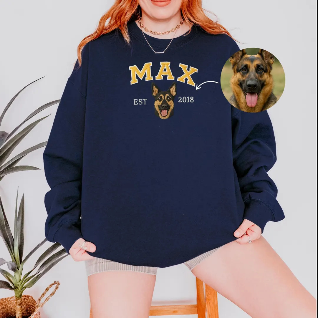 Custom Pet Embroidered Sweatshirt | Personalized Pet Portrait Gift | Etsy (US)