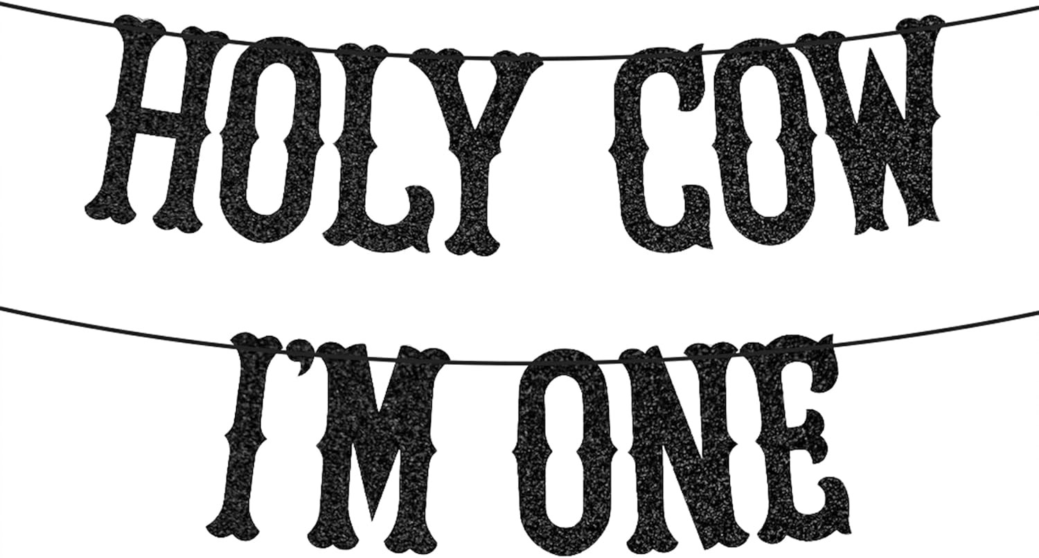 Holy Cow I'm One Banner Farm Themed 1st Birthday Party Decoration for Western Cowboy and Cowgirl ... | Amazon (US)