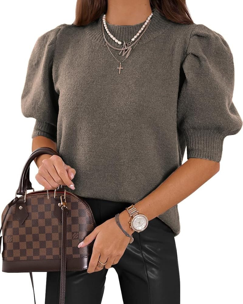 UNCLECAT Women's Puff Short Sleeve Sweaters 2024 Fashion Fall Tops Casual Pullover Shirts | Amazon (US)