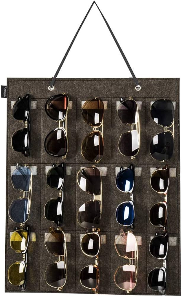RZMAYIS Sunglasses Organizer Storage Wall Mounted Hanging Sunglasses Organiser 15 Slots Glasses S... | Amazon (US)