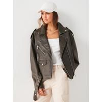 Faded Faux Leather Jacket | Very (UK)