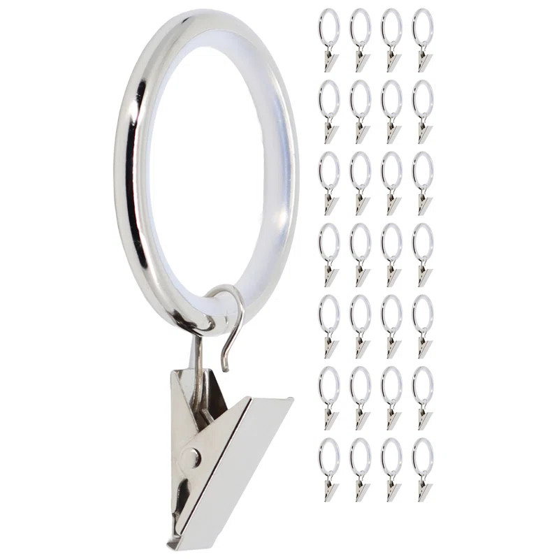 MERIVILLE Drapery Curtain Rings With Clip - 1.5-Inch Inner Diameter, Fits Up To 1 1/4-Inch Rod (S... | Wayfair North America