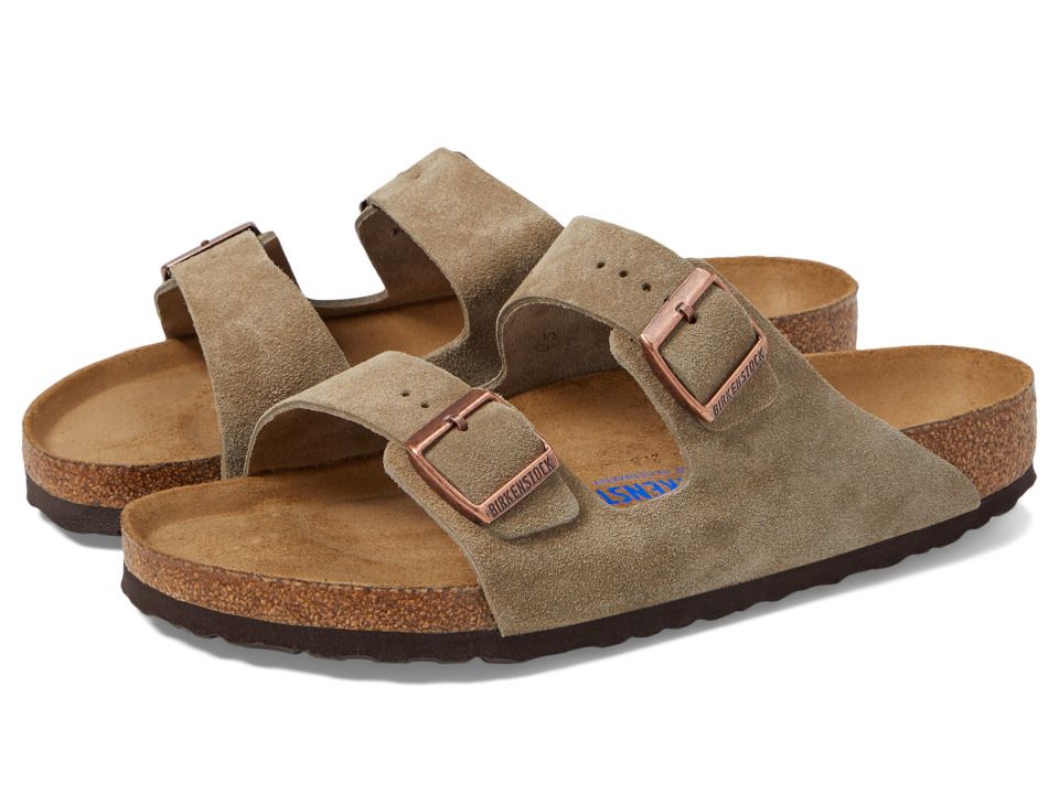 Birkenstock - Arizona Soft Footbed - Suede (Unisex) (Taupe Suede) Sandals | Zappos