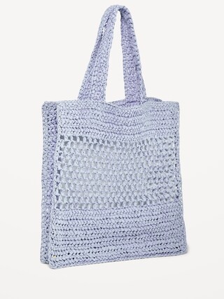 Straw-Paper Crochet Tote Bag for Women | Old Navy (US)
