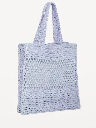 Straw-Paper Crochet Tote Bag for Women | Old Navy (US)