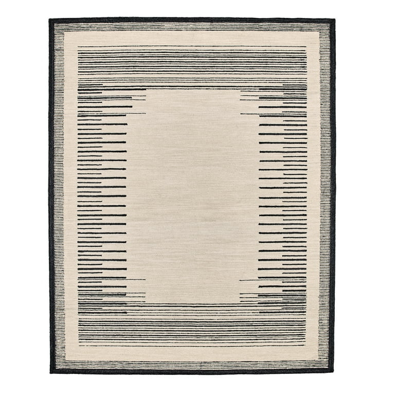 Better Homes & Gardens Beige/Black Boarded Lines Indoor Area Rug, 8' x 10' | Walmart (US)