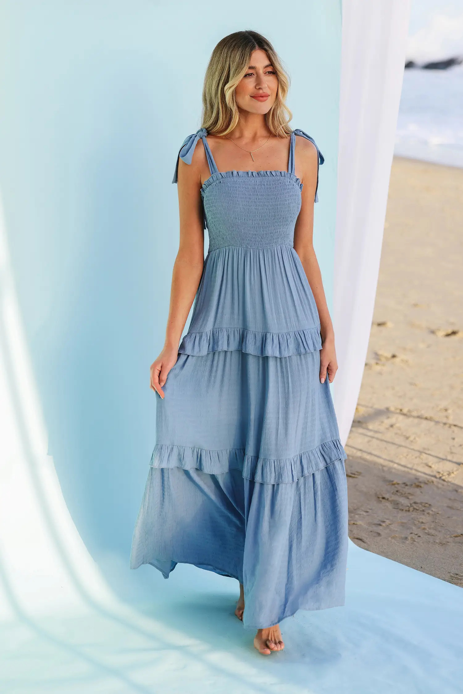 X Madison Something Blue Smocked Maxi Dress | Cupshe US